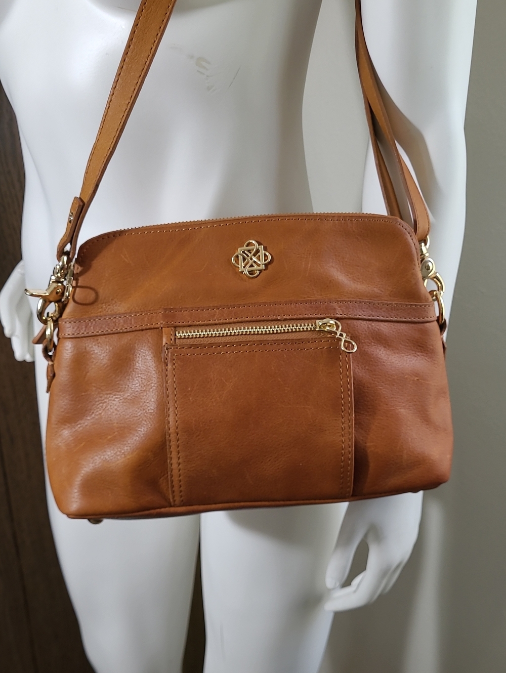 Piazza Sempione Leather Crossbody Bag in Cognac
